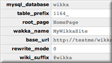 Wikka configuration screenshot