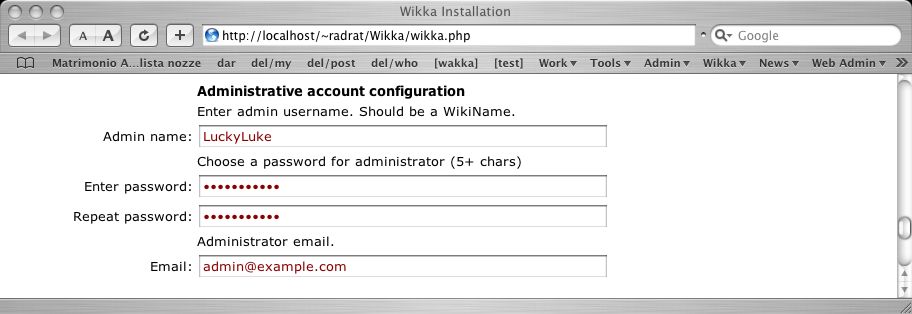 Wikka Installation Screenshot