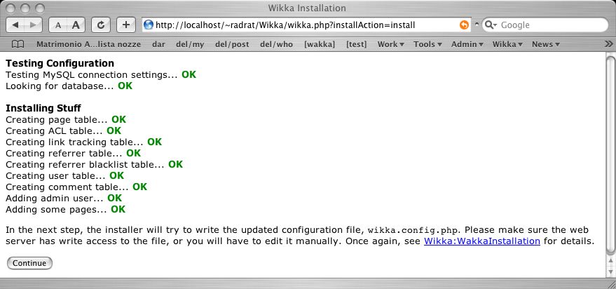 Wikka Installation Screenshot