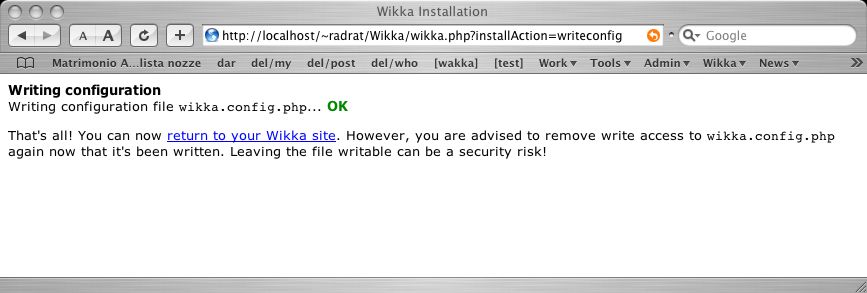 Wikka Installation Screenshot