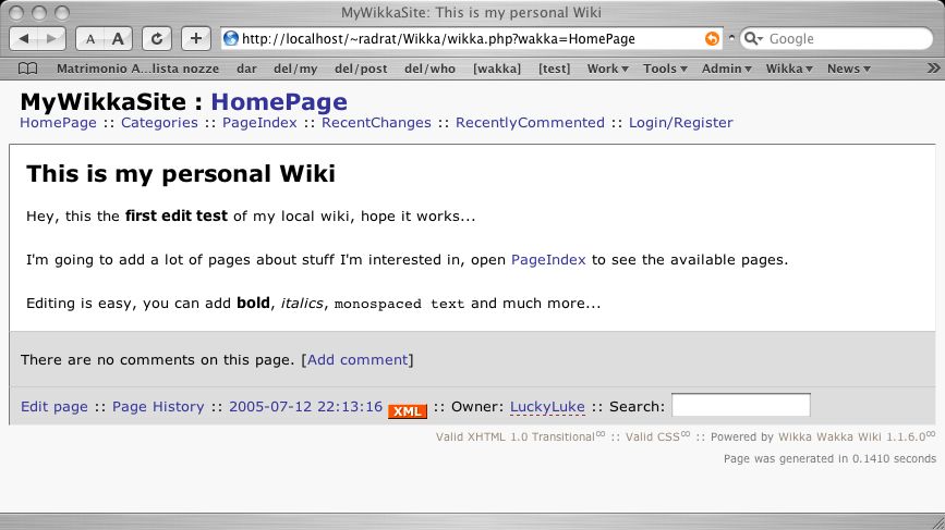 Wikka Installation Screenshot